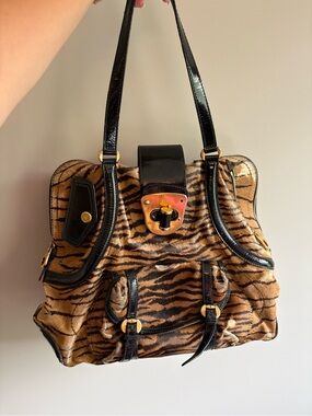Alexander McQueen Limited Edition Tiger-Print Calf Hair Large Novak Bag